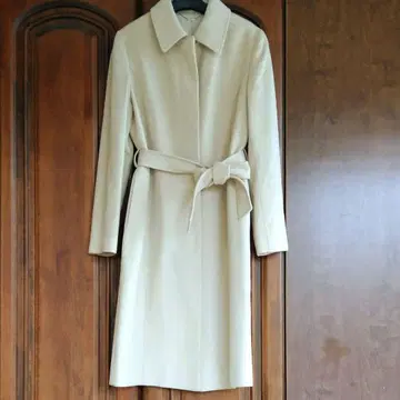 고급 ef-de 캐시미어 100% 벨티드 롱 코트 베이지 9호 M