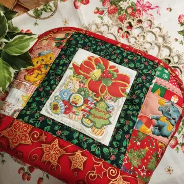 크리스마스 패턴 빅 파우치 핸드메이드