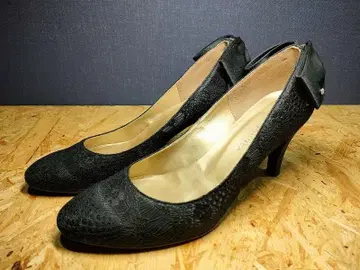 엘레강트 블랙 스틸레토 펌프스 24.5cm 일본제