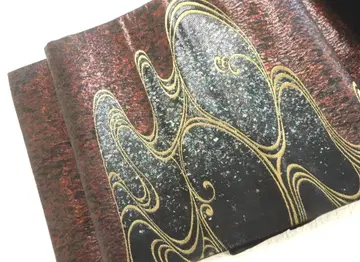 순수 실크 나전칠기 장식 후쿠로 오비 파도