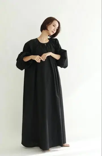 louren balloon sleeve gather dress