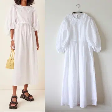 21SS CECILIE BAHNSEN 레이스 개더 원피스 드레스