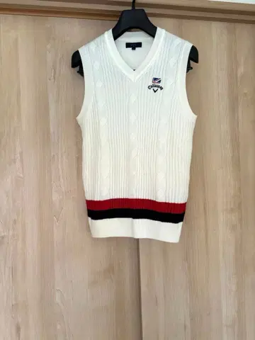 Callaway 케이블 니트 베스트 M 화이트