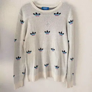 새상품급 아디다스 오리지널 로고 패턴 컬러풀 니트 로고 니트 M 사이즈