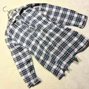 크로커다일 체크 무늬 코튼 풀오버 셔츠 L 여성용 상의