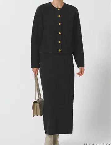 엑스트라 파인 메리노울 미들 게이지 파일 가디건 스커트