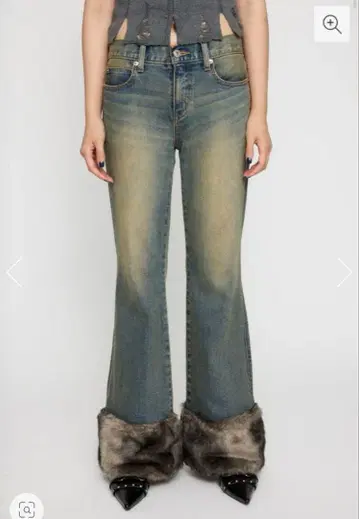 LAGUA GEM FAUX FUR 플레어 데님 BLUE