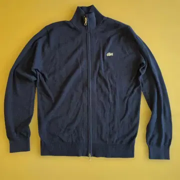 LACOSTE 네이비 니트 스웨터 US M 풀 집업 면 100%