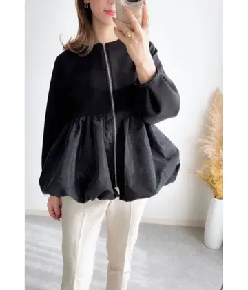 블랙 벌룬 블루종 택 포함 미사용 새상품