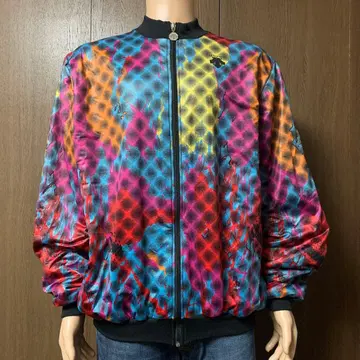 [ 구제 의류 ] DESCENTE 올 패턴 절개 집업 블루종