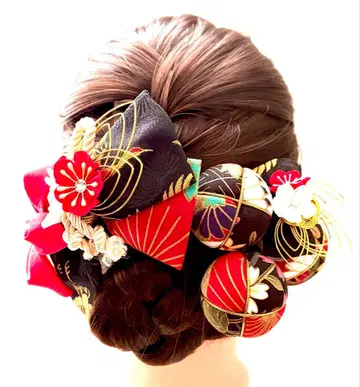 니시진 비단 리본과 쓰마미자이쿠 머리 장식 (630)