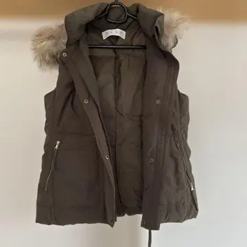 퍼 달린 브라운 다운 베스트