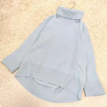 맥피 라무 캐시미어 터틀넥 풀오버 니트 블루 S