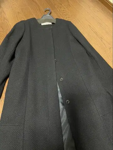 블랙 노카라 롱 코트