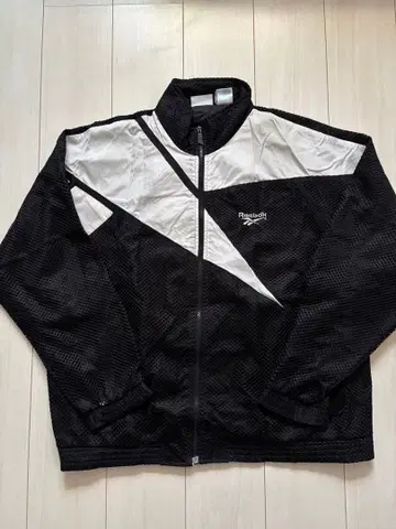 90s reebok/메쉬 트랙 자켓/L/블랙 x 화이트