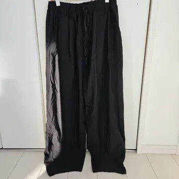 블랙 와이드 팬츠 허리밴딩 끈 포함
