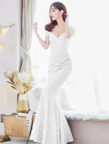 우나 발레리 머메이드 드레스 롱 드레스 오프숄더