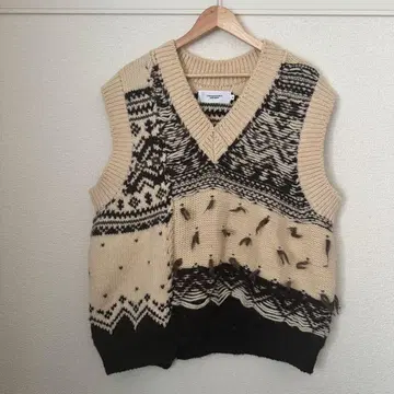 JANESMITH 3G 캐내디언 V넥 니트 베스트