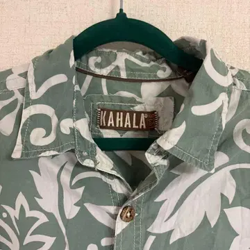 KAHALA 반팔 빈티지 하와이안 셔츠 그린