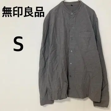 무인양품 긴팔 코튼 셔츠 [ S ] 밴드 카라 코튼 100% 무지