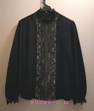 크리스세린 블랙 자수 레이스 긴팔 블라우스