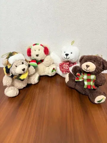 크리스마스 크리스마스 트리 오너먼트 장식 봉제 인형 곰 4개 세트