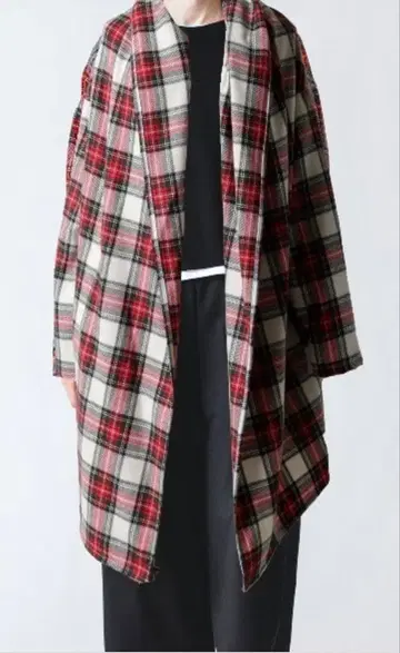 mizuiro ind 울 블렌드 체크 드레이프 가디건