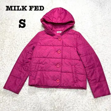 밀크페도 숏 기장 다운 자켓 핑크 도트 후드 캐주얼 S