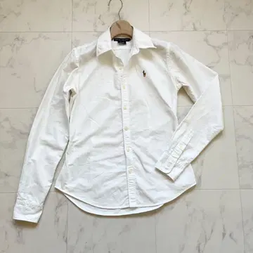 랄프 로렌 코튼 긴팔 셔츠 화이트 슬림핏 포니