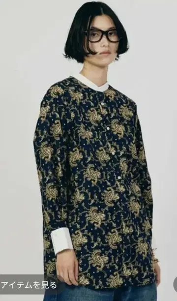 네이비 꽃무늬 긴팔 셔츠 FREE 사이즈