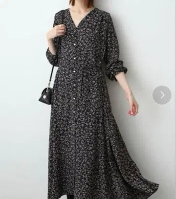 [슬로브 이에나] 롱 원피스 긴팔 허리 리본 포함 블랙