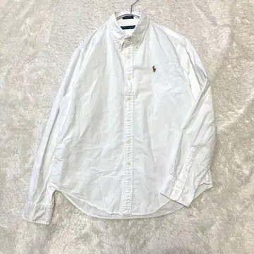 랄프 로렌 옥스퍼드 셔츠 빅 사이즈 로고 포니 긴팔 화이트