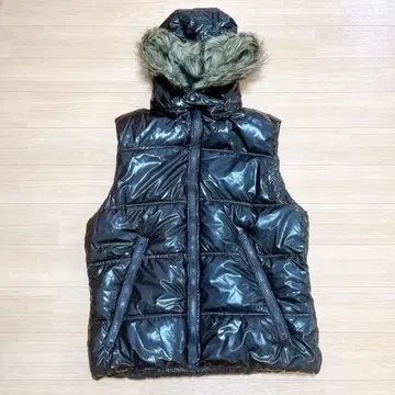 anti-label BASIC 브라운 다운 베스트 퍼 후드 XL