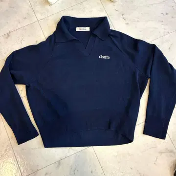 코코딜 이중 옷깃 폴로 니트 네이비 02