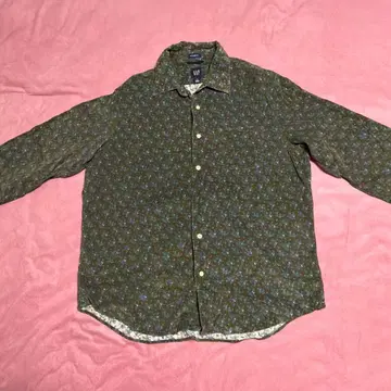 GAP 올리브 그린 플라워 프린트 긴팔 셔츠