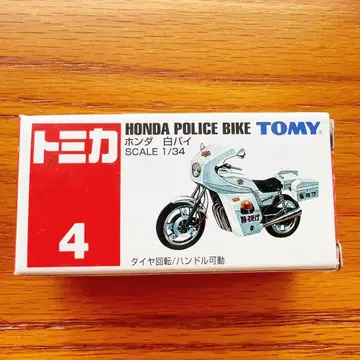 절판 구형 토미카 No. 4 혼다 흰색 경찰 오토바이 1/34 스케일
