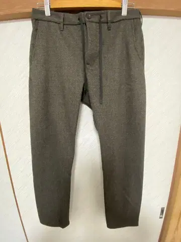 THE SHOP TK 다크 브라운 하운드투스 체크 패턴 팬츠