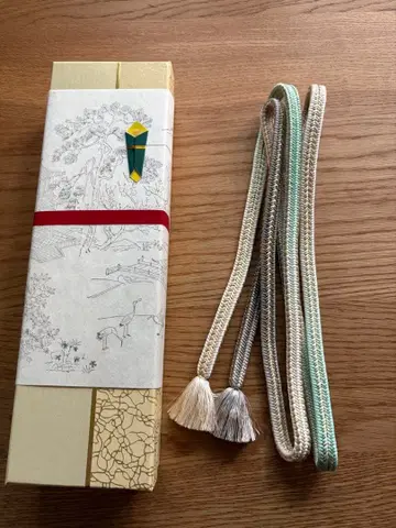 허리띠 도묘 관조 [파도 끈] 스카이블루 그레이 금실