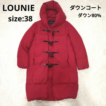 [ 고급 고품질 ] 루니 다운 코트 더플 코트 소가죽 38 빨간색