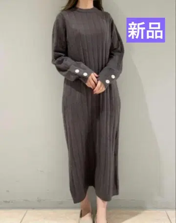 [ 새상품 ] 젤라또피케 핫 스무디 와이드 리브 원피스 다크 그레이