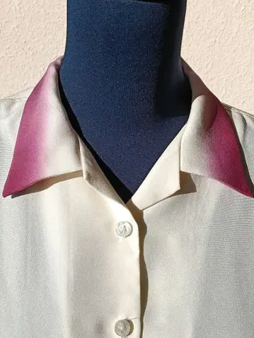 하카케 리메이크 - 기모노 리메이크 - 크림색과 와인 레드 긴팔 셔츠