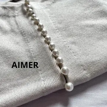 현행 모델 에메 AIMER 펄 장식 라메 니트 가디건
