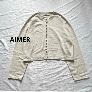 현행 모델 에메 AIMER 펄 장식 라메 니트 가디건