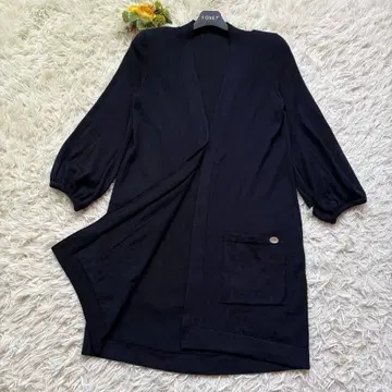 새상품급 폭시 롱 가디건 캐시미어 실크 네이비 정가 8만 5천엔