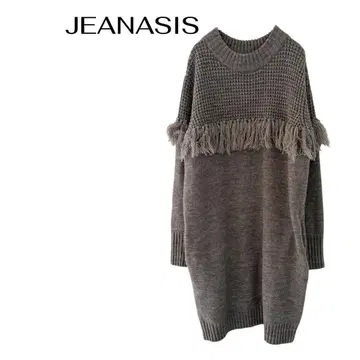 지나시스 긴팔 니트 스웨터 판초 원피스 갸루 울