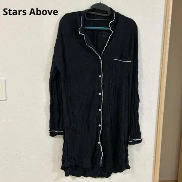 Stars Above [ M ] 파이핑 나이트셔츠 블랙 여성용