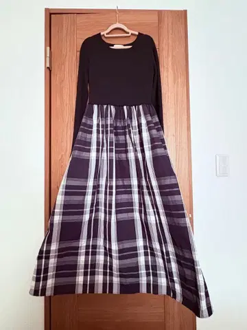 새상품급! AFTERNOON TEA WARDROBE 체크 무늬 롱 원피스