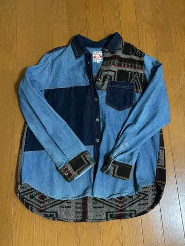 데님 패턴 긴팔 셔츠