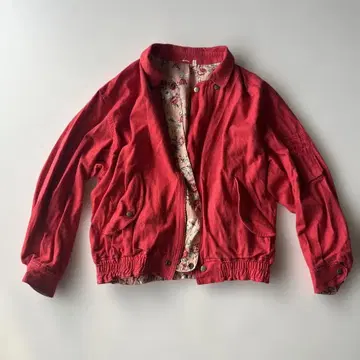 리버서블 빨간색 꽃무늬 점퍼 블루종 빈티지 구제 의류