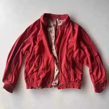 리버서블 빨간색 꽃무늬 점퍼 블루종 빈티지 구제 의류